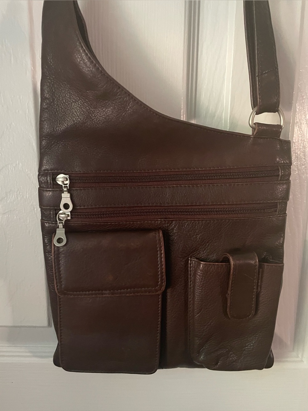 Brown Leather Crossbody Messenger Bag - Classic Travel Bag